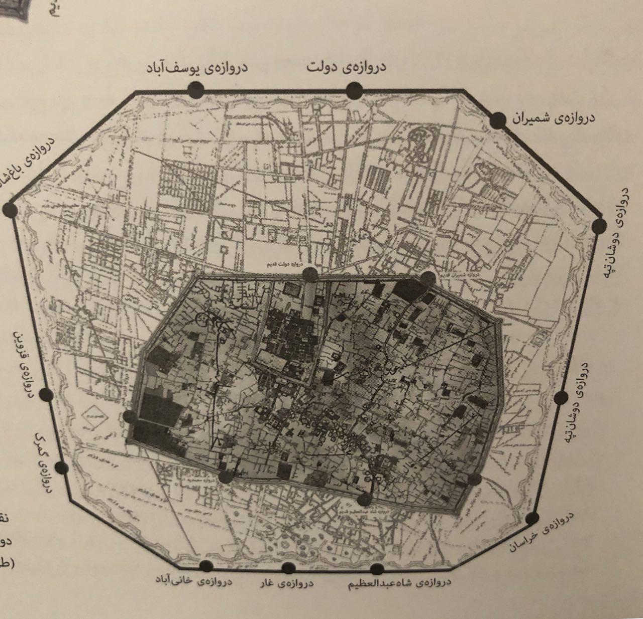 نقشه دارالخلافه تهران در عهد ناصری