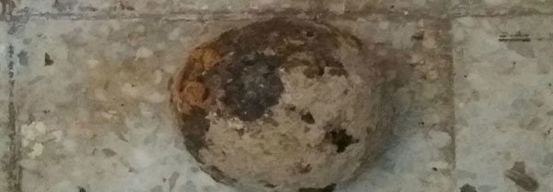 کشف یک گلوله توپ جنگی ۱۰۰ ساله در محوطه کاخ چهلستون اصفهان