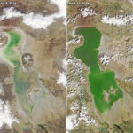 تصاویر ناسا از آخرین وضعیت دریاچه ارومیه | جواهر آبی و نگین فیروزه‌ای آذربایجان دوباره جان گرفت
