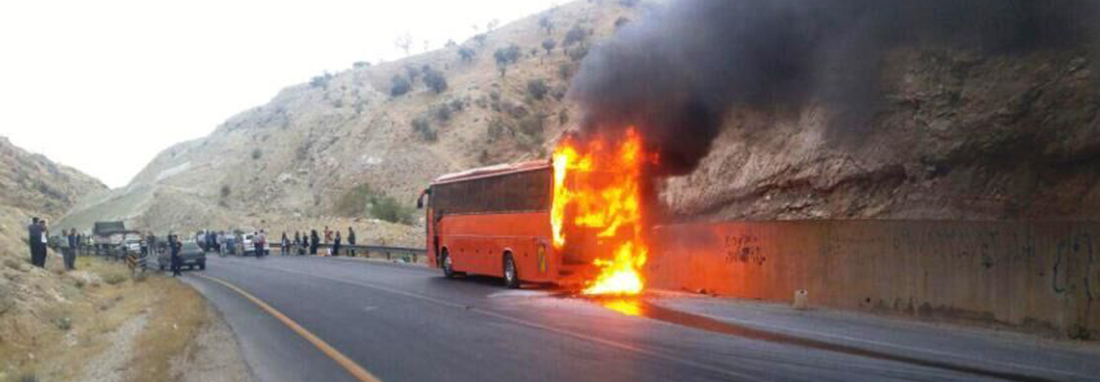 جزئیات تازه‌ای از سانحه آتش سوزی اتوبوس در تفت | موتور اتوبوس آتش گرفت